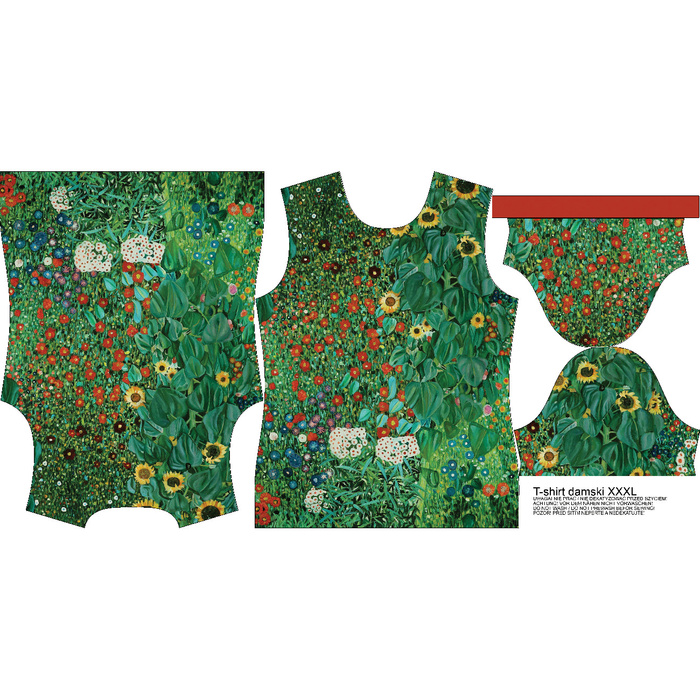 WOMEN’S T-SHIRT - FARM GARDEN WITH SUNFLOWERS (Gustav Klimt) - sewing set XXL
