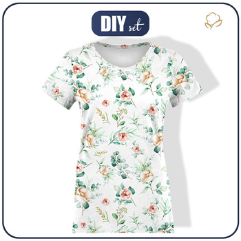WOMEN’S T-SHIRT - ROSES AND LEAVES PAT. 2 - single jerseY L