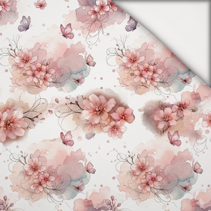BUTTERFLY & FLOWERS WZ. 18 - lekka dzianina drapana