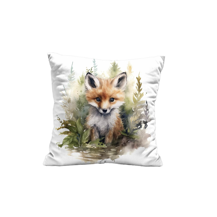 PODUSZKA 45X45 - WATERCOLOR FOX - panel przód + tył