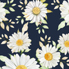 DAISIES PAT. 2 / dark blue - Woven Fabric for tablecloths