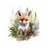 WATERCOLOR FOX - PANEL (60cm x 50cm) tkanina bawełniana