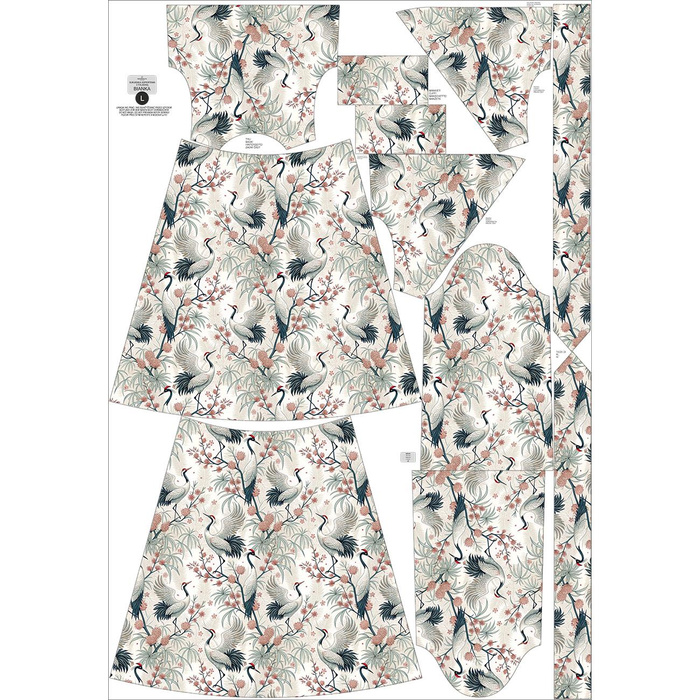 WRAP MIDI DRESS (BIANCA) - Japanese Garden wz.1 - sewing set XXL