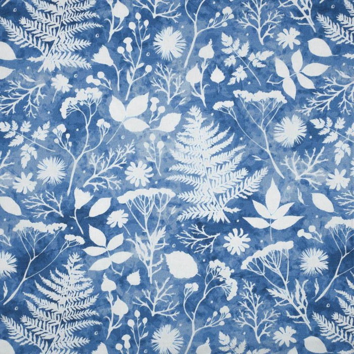 100CM BIAŁE PAPROTKI (CLASSIC BLUE) - Panama 220g