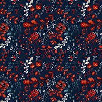 FOLK FLORAL vz. 1 / červená (FOLK LES) - Krep