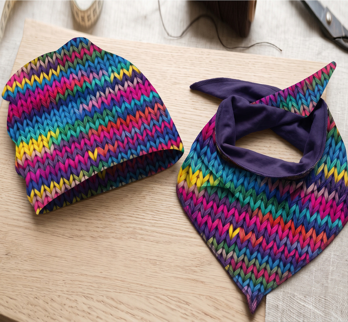 KID'S CAP AND SCARF (CLASSIC) - RETRO GEOMETRIC WZ. 9 - 51-54