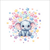CUTE ELEPHANT - panel (60cm x 50cm)  Cotton woven fabric