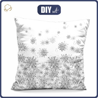 KISSEN 45x45 - GRAU SCHNEEFLOCKEN - Vorderseite + Rückseite