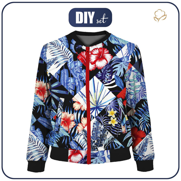 WOMEN’S BOMBER JACKET (KAMA) - TROPICAL CHECK - sewing set L