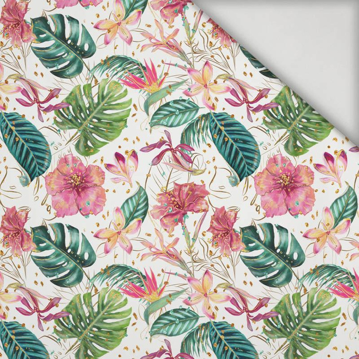 TROPICKÁ DŽUNGLE / bílá - lycra pro plavky 240g