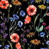 WIESENBLUMEN / schwarz - Sommerswea tmit Elastan ITY
