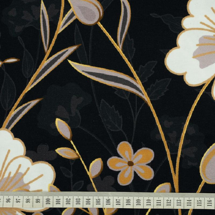 FLOWERS (pattern no. 8) / black - dress panel PTE200