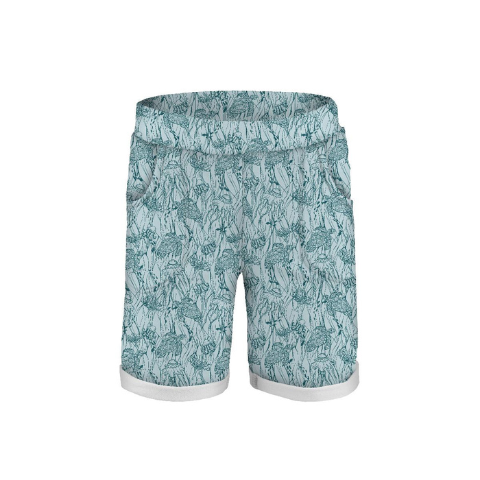 KID`S SHORTS (RIO) - TURTLES AND JELLYFISH (BLUE PLANET) - looped knit fabric (146/152)