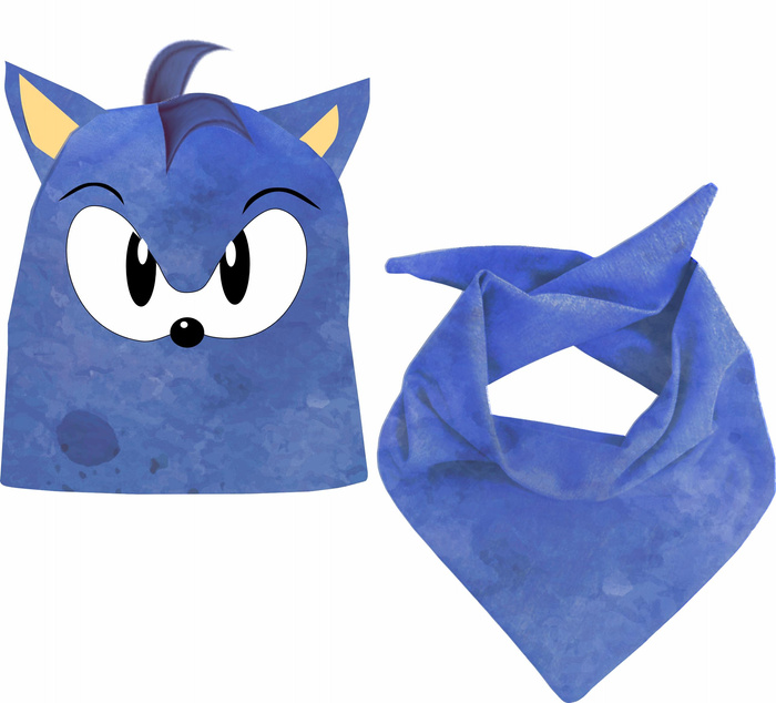 KID'S CAP AND SCARF - BLUE HEDGEHOG 51-54
