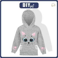 KID'S HOODIE - CAT - looped knit fabric (98/104)