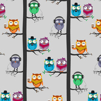 OWLS / colorful - Viscose jersey WE210