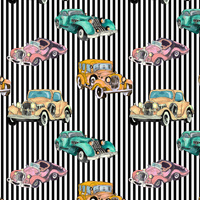 OLD CARS / STRIPES pat. 3 - Waterproof woven fabric