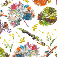 BUNTE BLÄTTER / weiß - HOME DECOR PREMIUM Webware