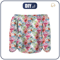 Bardot neckline blouse SOFIA - WILD ROSE PAT. 3 (IN THE MEADOW) - sewing set