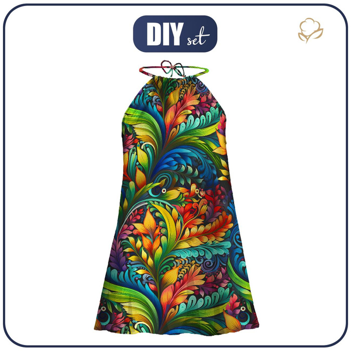 KLEID "DALIA" MINI (L-XL) - COLORFUL LEAVES wz. 3 - Nähset