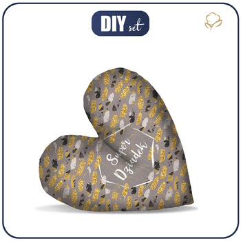 DECORATIVE PILLOW HEART - SUPER DZIADEK / FLOWER BOUQUET pat. 6 (gold)