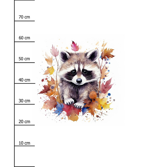 WATERCOLOR RACCOON vz. 2 - Paneel (75cm x 80cm) bavlněná tkanina