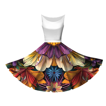 COLORFUL FLOWERS pat.4 - big circle skirt panel