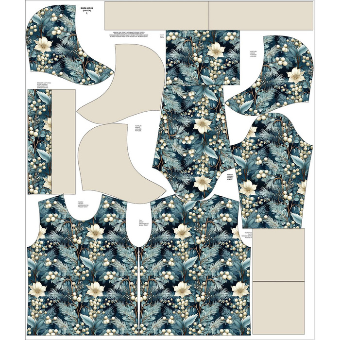 BLUZA Z KAPTUREM UNISEX (HYDRA) - WINTER FLOWERS WZ. 2 - zestaw do uszycia L