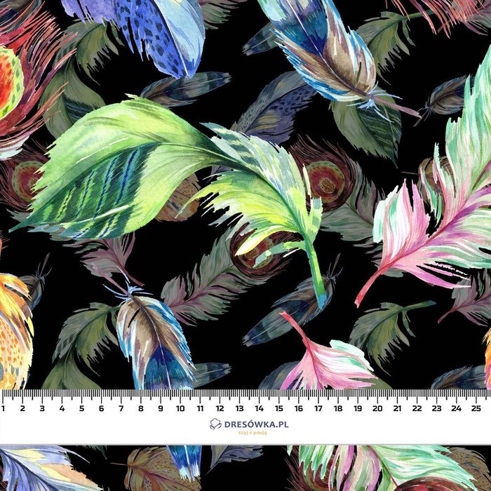 PEACOCK FEATHERS / black - Hydrophobic brushed knit