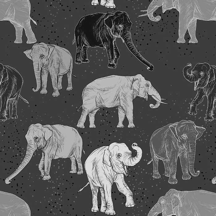 ELEPHANTS - looped knit fabric with elastane ITY