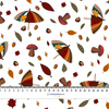 UMBRELLAS AND MUSHROOMS / white (RED PANDA’S AUTUMN) - Waterproof woven fabric