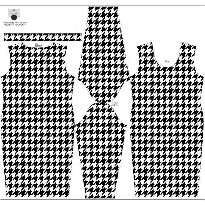PENCIL DRESS (ALISA) - BLACK HOUNDSTOOTH / WHITE - sewing set S