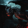 GOTHIC DRAGON - Paneel (75cm x 80cm) Wintersweat angeraut mit Elastan ITY