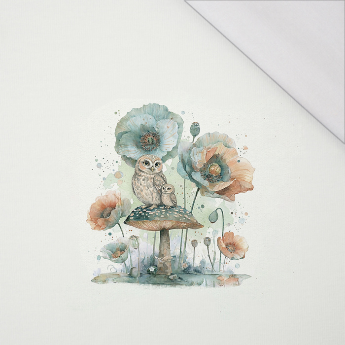 OWL FAMILY - panel (75cm x 80cm) SINGLE JERSEY PANEL