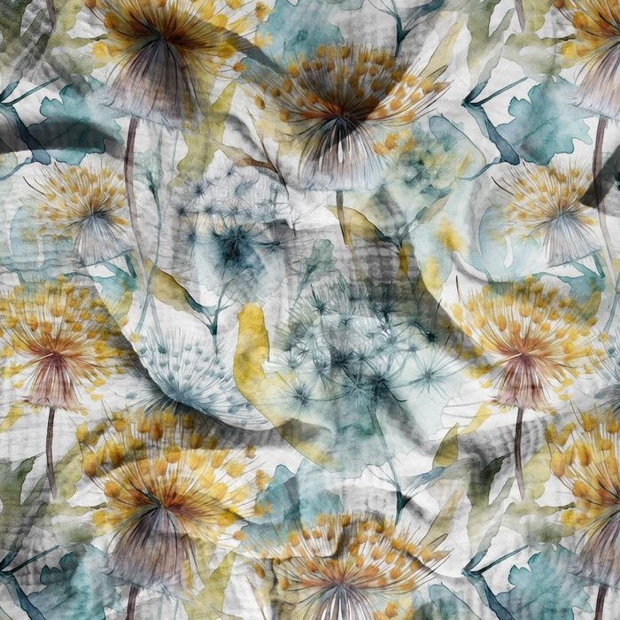 WATERCOLOR DANDELION PAT. 4 - Cotton muslin