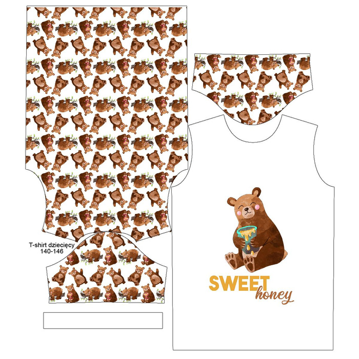 KID’S T-SHIRT - BEARS MIX (BEARS AND BUTTERFLIES) - single jersey (104/110)