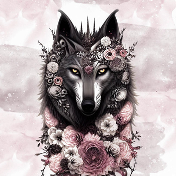 FANTASY WOLF - Paneel (75cm x 80cm) Wintersweat angeraut mit Elastan ITY