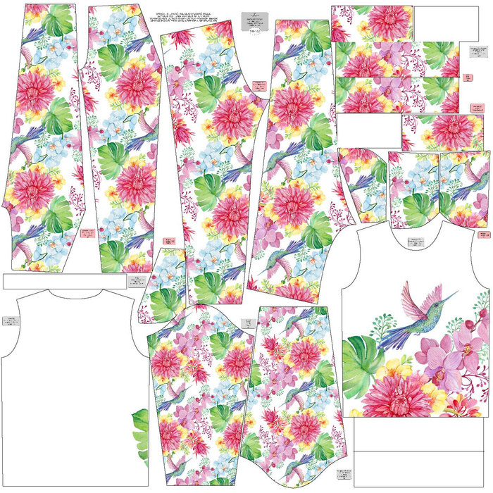 Jogginganzug für Kinder (MILAN) - KOLIBRIS UND BLUMEN Ms. 2 - Sommersweat (146/152)