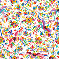 FOLK ROOSTERS / white - Cotton woven fabric