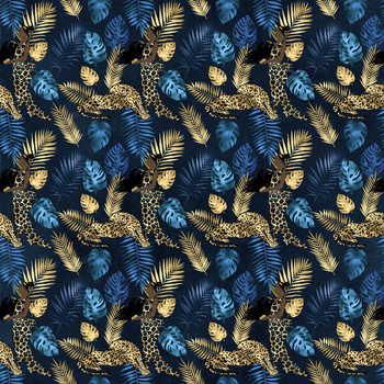 GOLD LEOPARD- single jersey s elastanem ITY