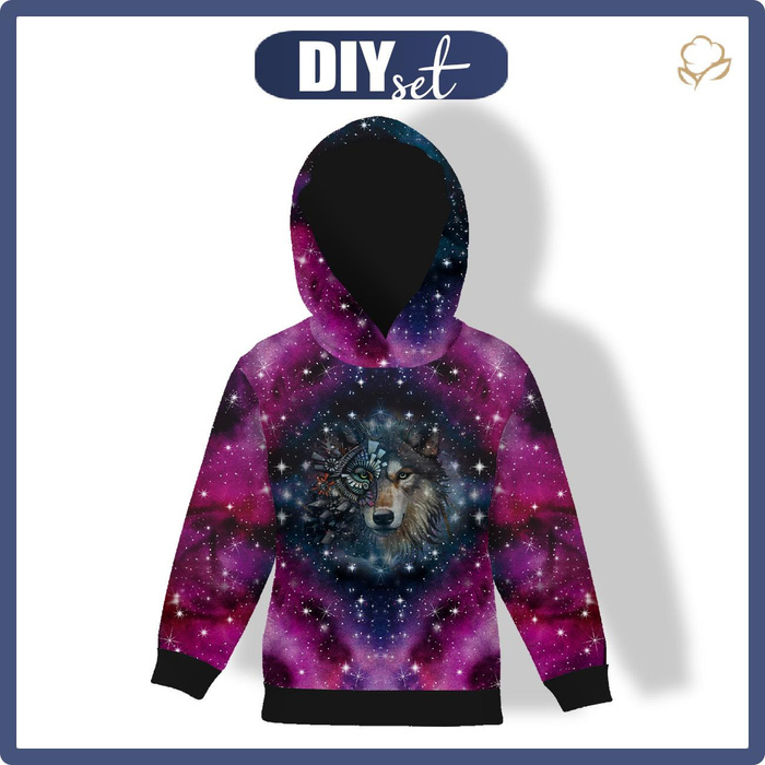 KID'S HOODIE (ALEX) - WOLF / WATERCOLOR GALAXY PAT. 8 - sewing set (134/140)