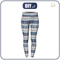 THERMO LEGGINSY DAMSKIE (GRETA) - RENIFERY wz. 3 / granatowy (NORWESKIE WZORY) - zestaw do uszycia