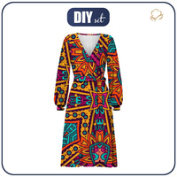 WRAP MIDI DRESS (BIANCA) - COLORFUL MANDALA pat. 1 - sewing set XXL
