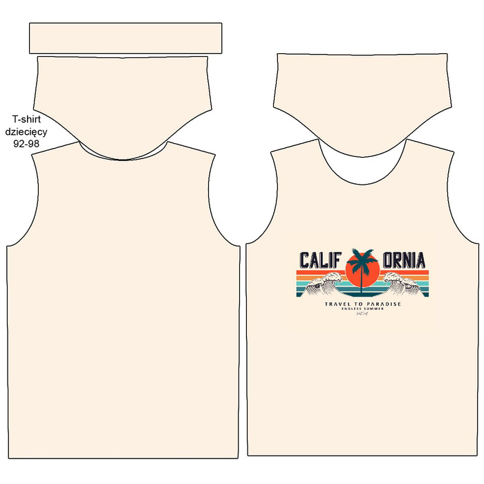 KINDER T-SHIRT (140/146) - CALIFORNIA Ms. 1 / beige - Single Jersey 