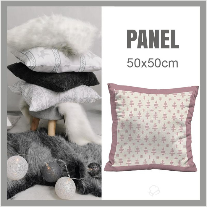 PANEL PODUSZKOWY - CHOINKI I ŚNIEŻYNKI / (acid) ecru (NORWESKIE WZORY)