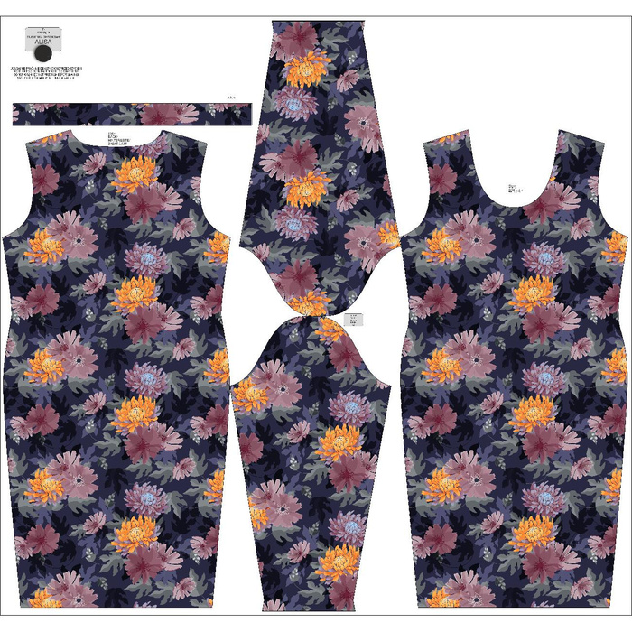 PENCIL DRESS (ALISA) - FLORAL AUTUMN PAT. 4 - sewing set XXL