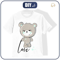 KID’S T-SHIRT- BEAR (mint) / love - single jersey (140/146)