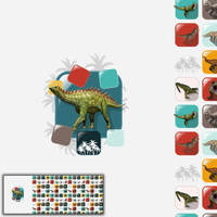 DINO TILES PAT. 6 / smaragd - PANORAMIC PANEL (60 x 155cm)