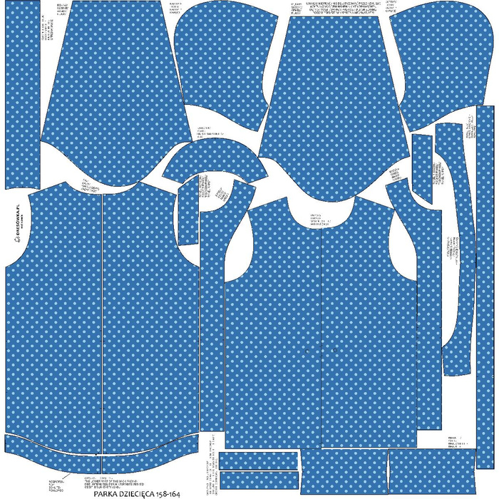 KIDS PARKA (ARIEL) - LIGHT BLUE DOTS / BLUE (PUMPKIN GARDEN) - softshell (122/128)