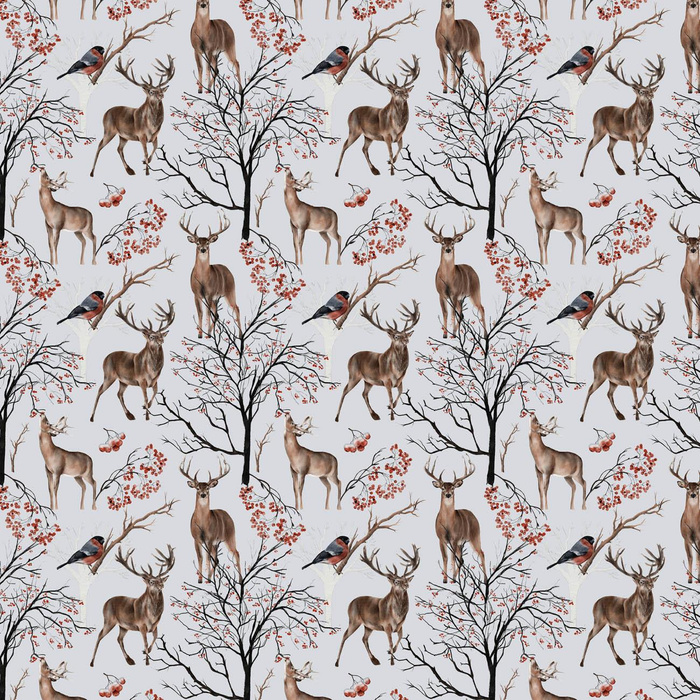 WINTER ANIMALS (WINTER IN PARK) - looped knit fabric